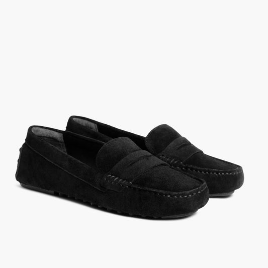 Riley- Driving Loafer | Black Suede